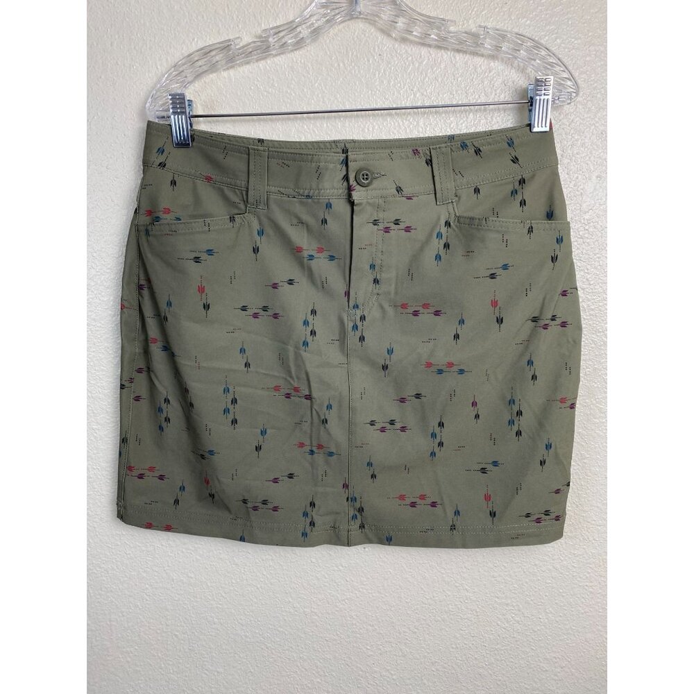 Eddie Bauer Adventurer 2.0 Skort Olive Green Size 6 Geometric Outdoor Camping‎